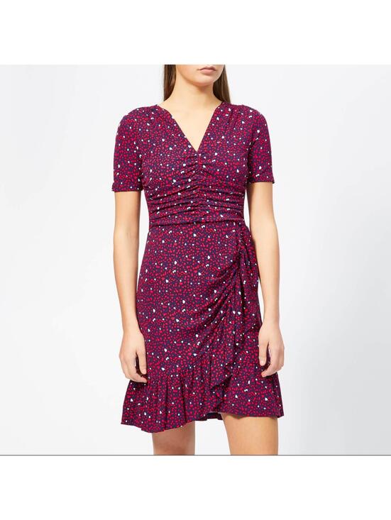 MICHAEL Michael Kors Dresses & Skirts - MICHAEL Michael Kors Red Heart Print Ruched Ruffle Short Mini Dress- Size Medium